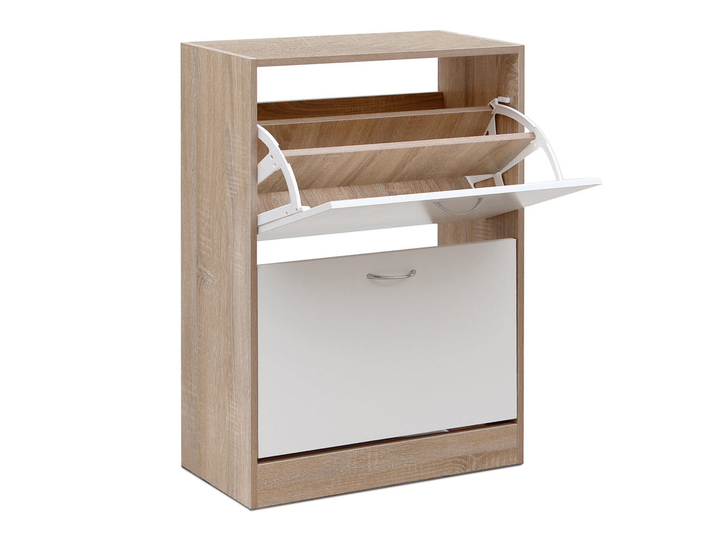 Matilda 2 Drawer Shoe Cabinet Storage Rack - Oak