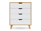 SCHERTZ Wooden Tallboy 4 Drawers - Oak
