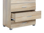 BRAM Tallboy 5 Drawer Chest Dresser - Oak
