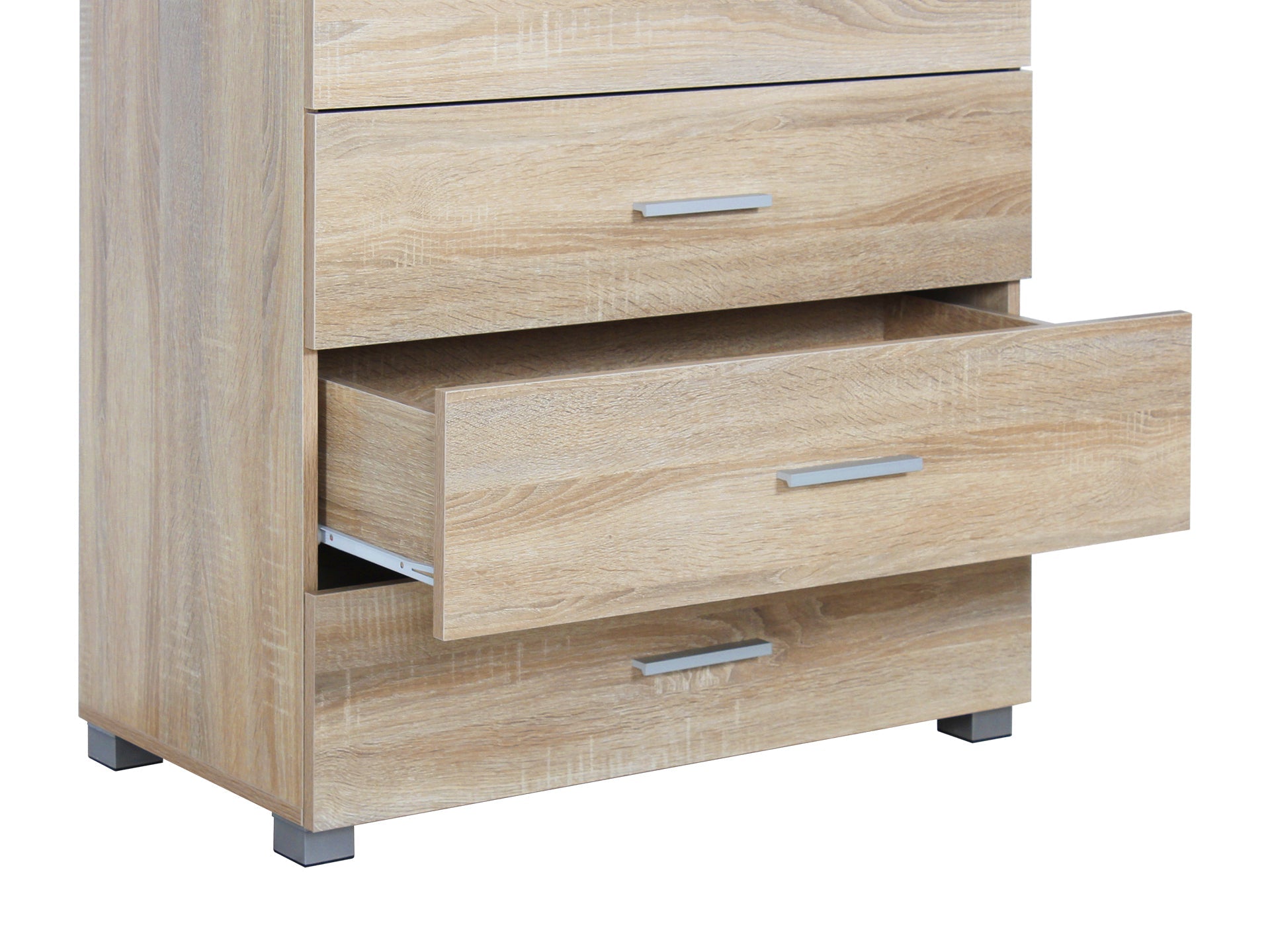 BRAM Tallboy 5 Drawer Chest Dresser - Oak
