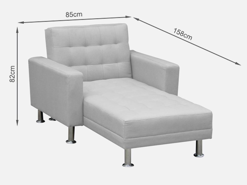 COLORADO 3 Seater Sofa Bed Futon with Chaise - LIGHT GREY