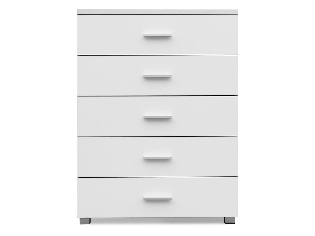 Bram Tallboy 5 Drawer Chest Dresser - White