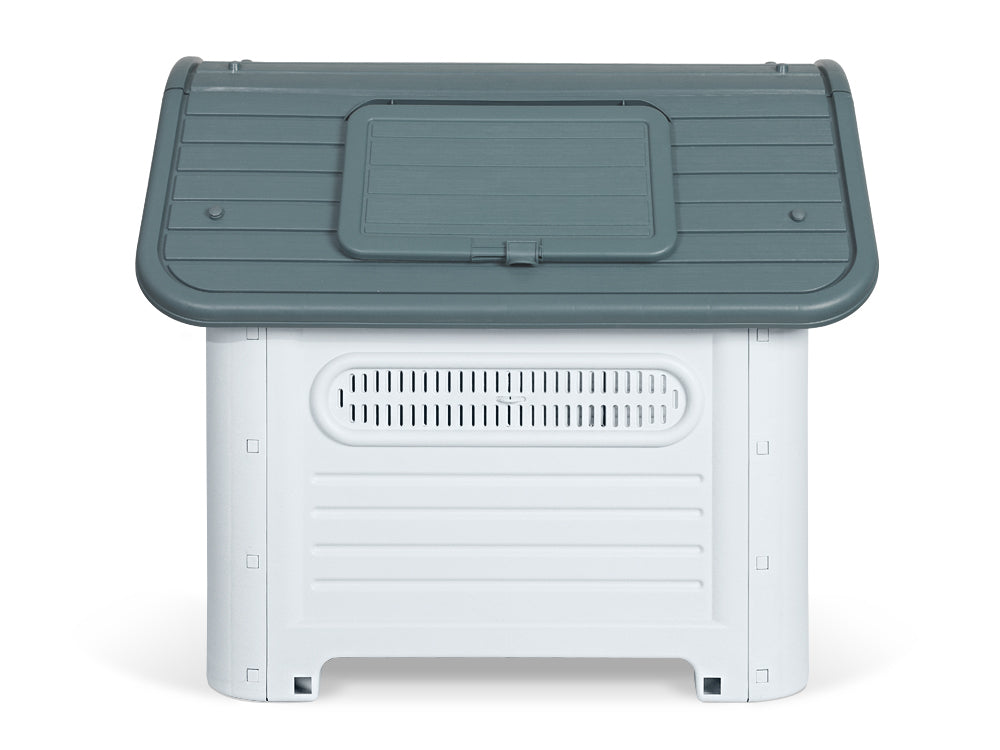 Medium Plastic Dog House with Window - Grey