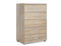 BRAM Tallboy 5 Drawer Chest Dresser - Oak