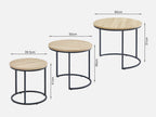 ROUX Coffee Table Nest of Tables Side Table 3PCS - Oak