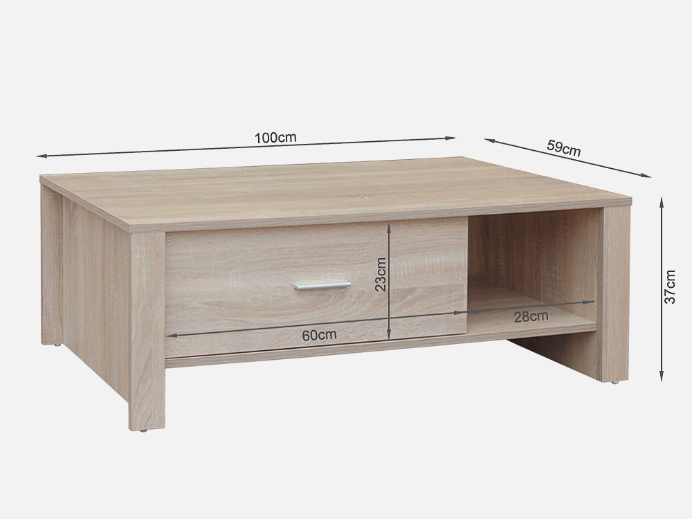 LANE Single Drawer Coffee Table - White Oak