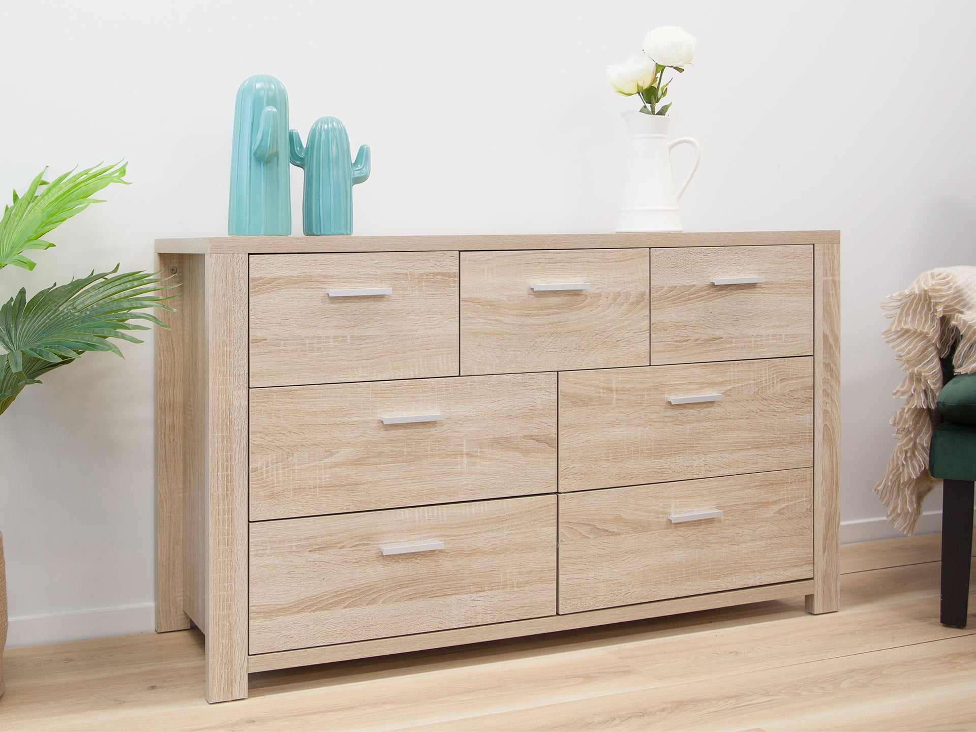 Sagano Low Boy 7 Drawers - Oak
