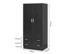 Bram 2 Door Wardrobe with 2 Drawers - Black
