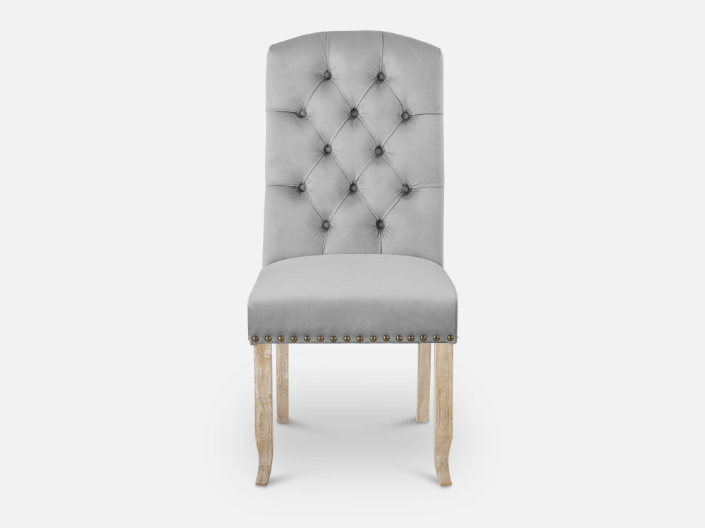 LAYLA 6PCS Velvet Dining Chair - GREY