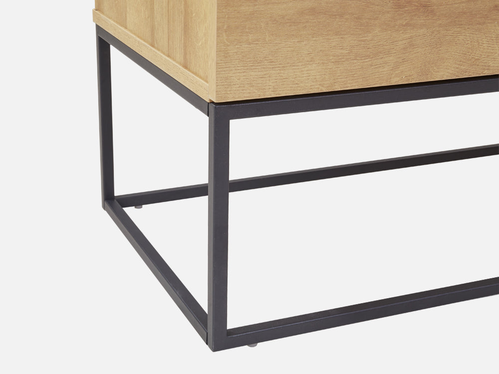 XOAN 4 Drawers Chest Dresser with Mirror - Oak