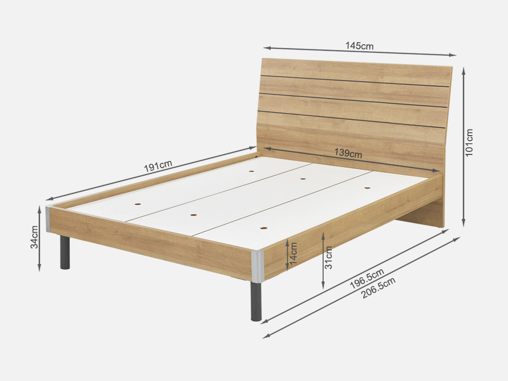 XOAN Double Wooden Bed Frame - Oak