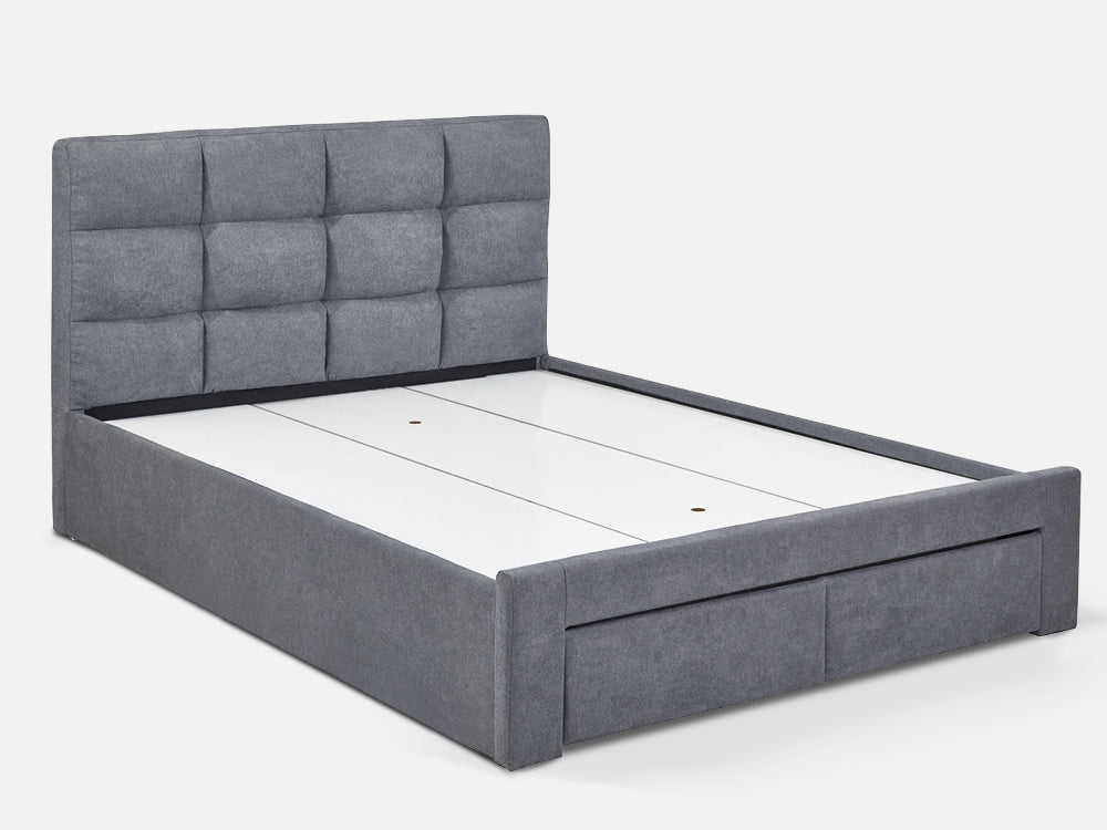 MUSALA Queen Bed Frame with Storage - DARK GREY