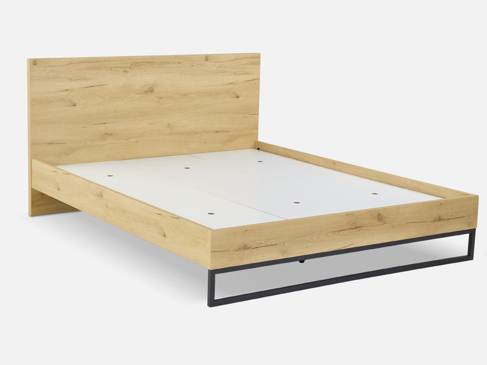 FROHNA King Wooden Bed Frame - Oak