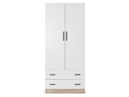 Bram 2 Door Wardrobe with 2 Drawers - Oak + White