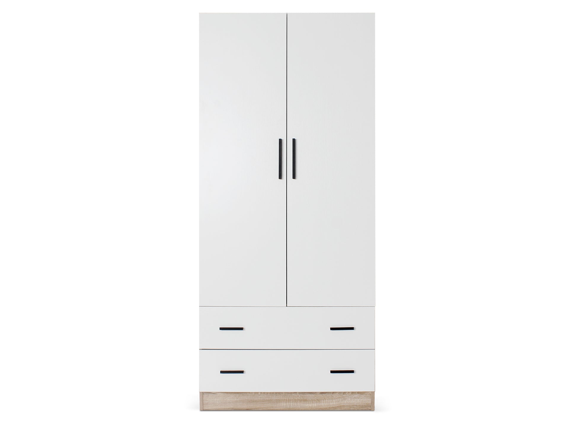 Bram 2 Door Wardrobe with 2 Drawers - Oak + White
