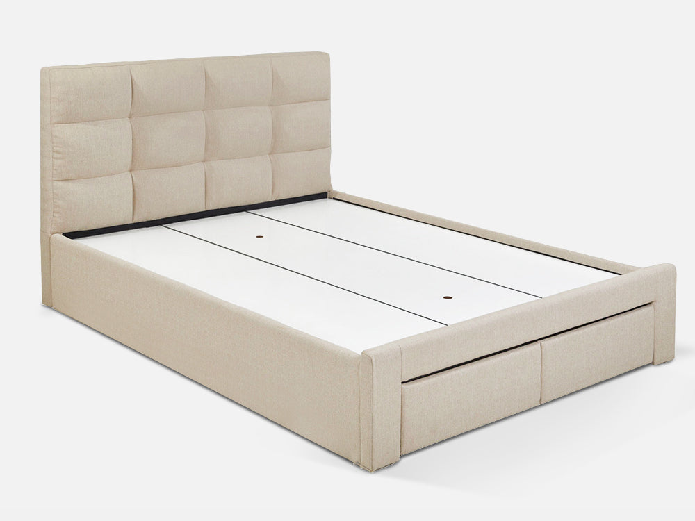 MUSALA King Bed Frame with Storage - BEIGE