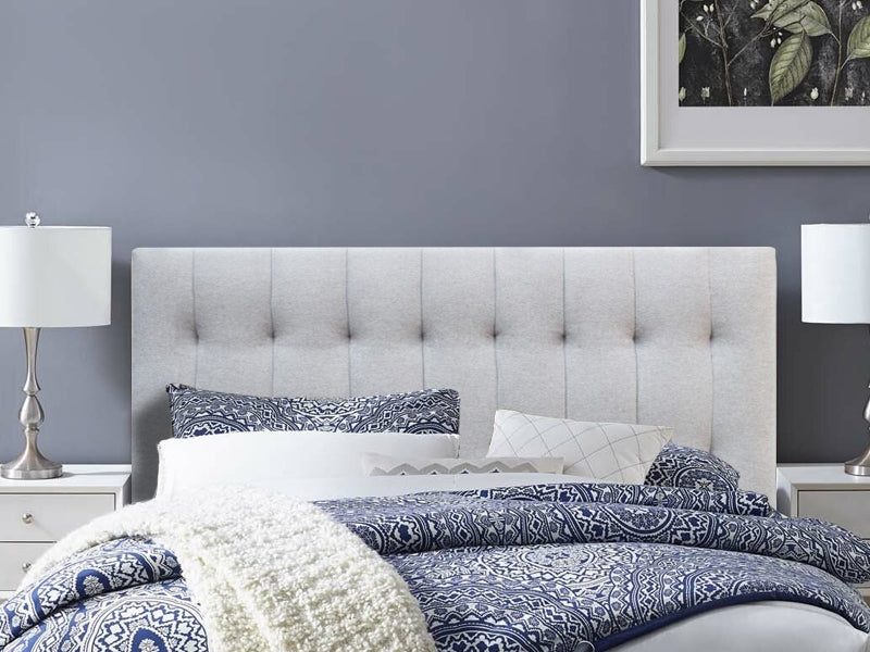 LISA QUEEN Stand-alone Fabric Headboard - LIGHT GREY