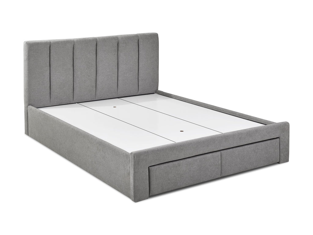 HLOLELA King Bed Frame with Storage - LIGHT GREY