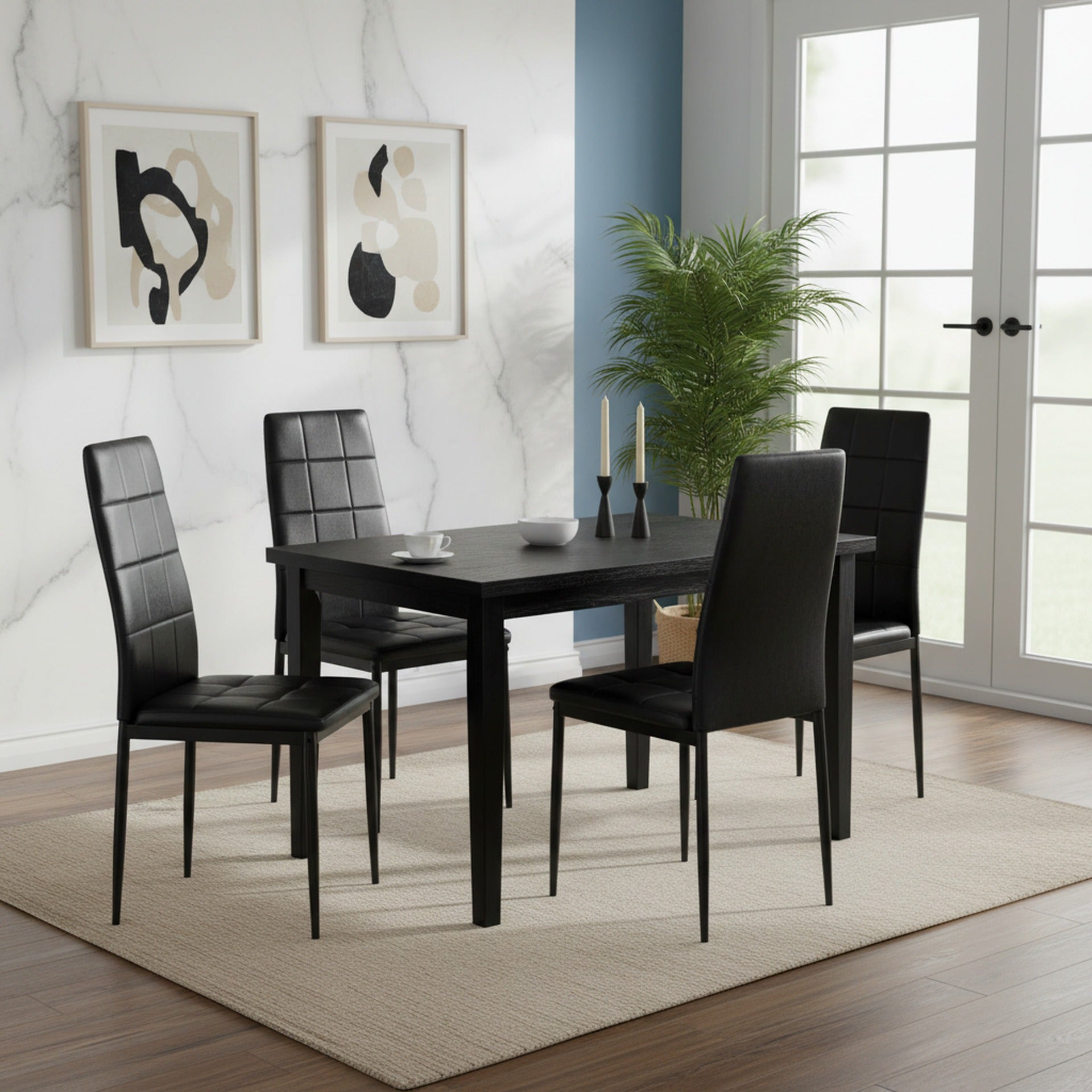 Mauro PU Leather Dining Chair - Set of 4 - Black