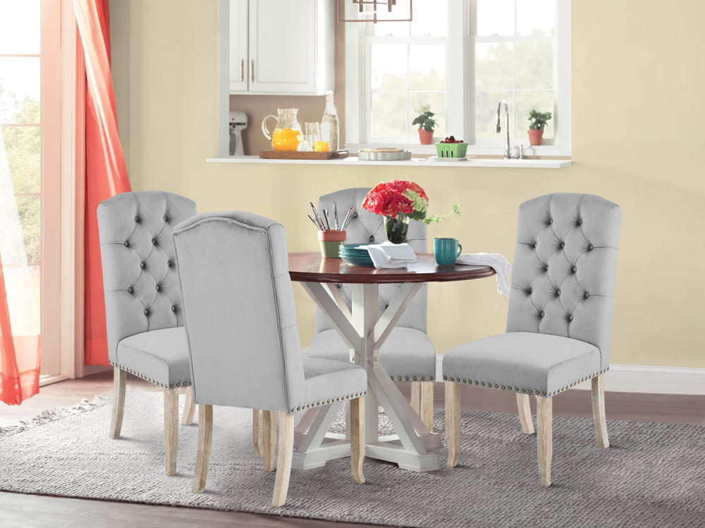 LAYLA 4PCS Velvet Dining Chair - GREY