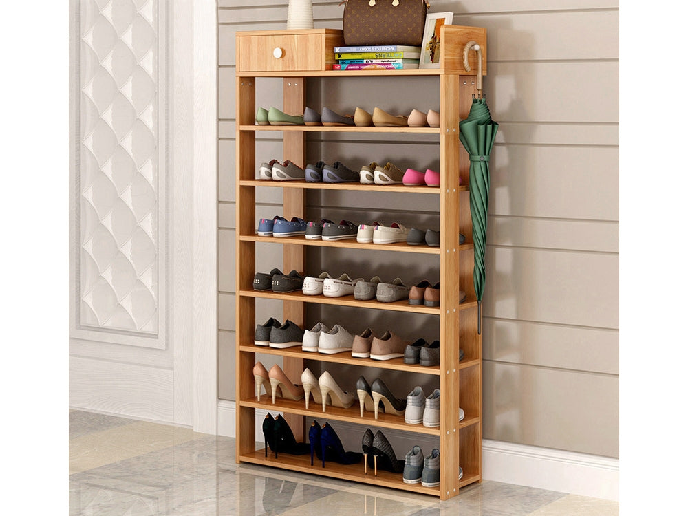TAHUNA 8 Tiers Shoe Rack Organiser Storage Shelf - Oak