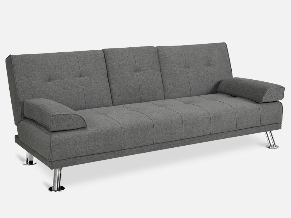 VENICE 3 Seater Sofa bed with Cup Holders - DARK GREY