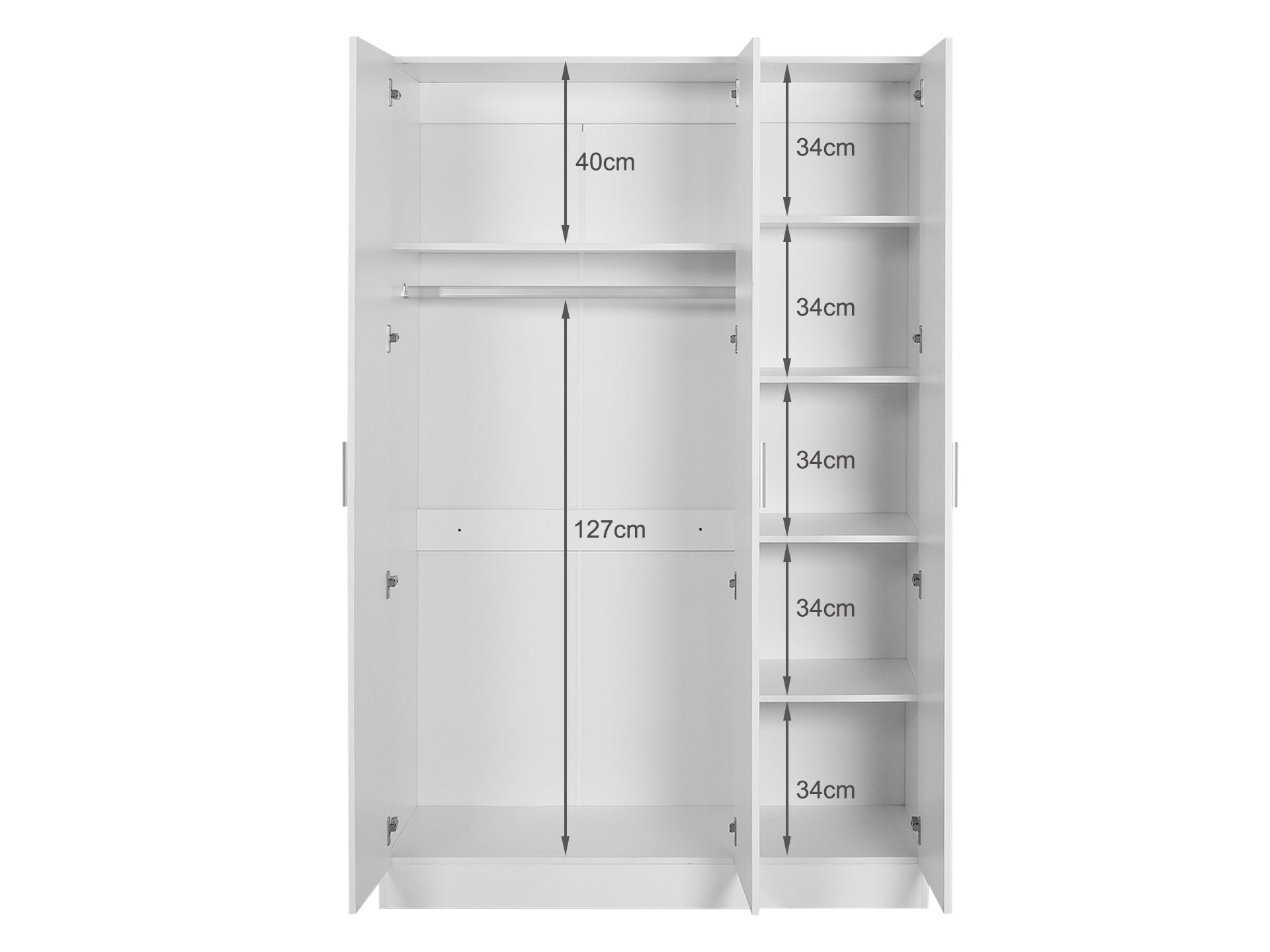 Bram 3 Door Wardrobe Cabinet - White