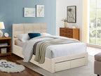 MUSALA King Bed Frame with Storage - BEIGE
