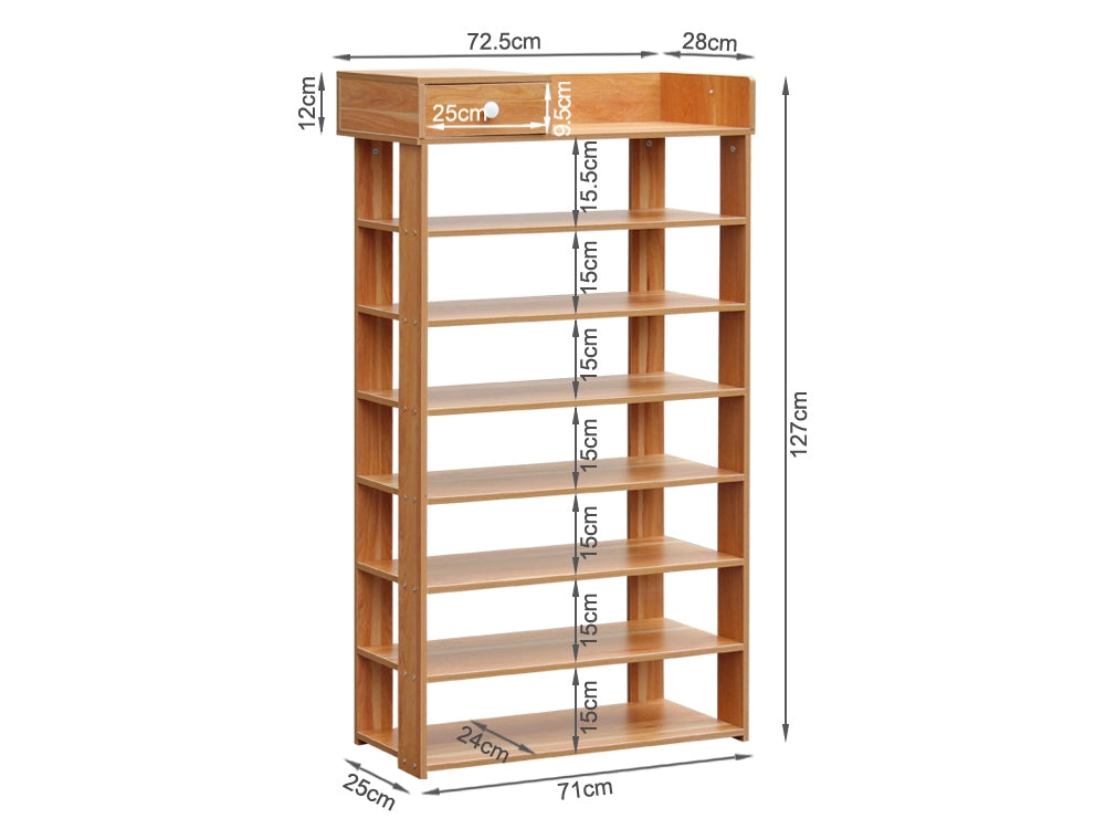 TAHUNA 8 Tiers Shoe Rack Organiser Storage Shelf - Oak