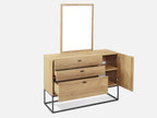 XOAN 4 Drawers Chest Dresser with Mirror - Oak