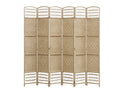 COONOOR 1.7M Rattan Room Divider Screen 6 Panels - NATURAL