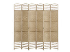 COONOOR 1.7M Rattan Room Divider Screen 6 Panels - NATURAL