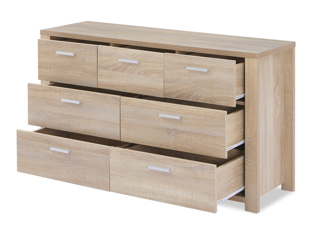 Sagano Low Boy 7 Drawers - Oak