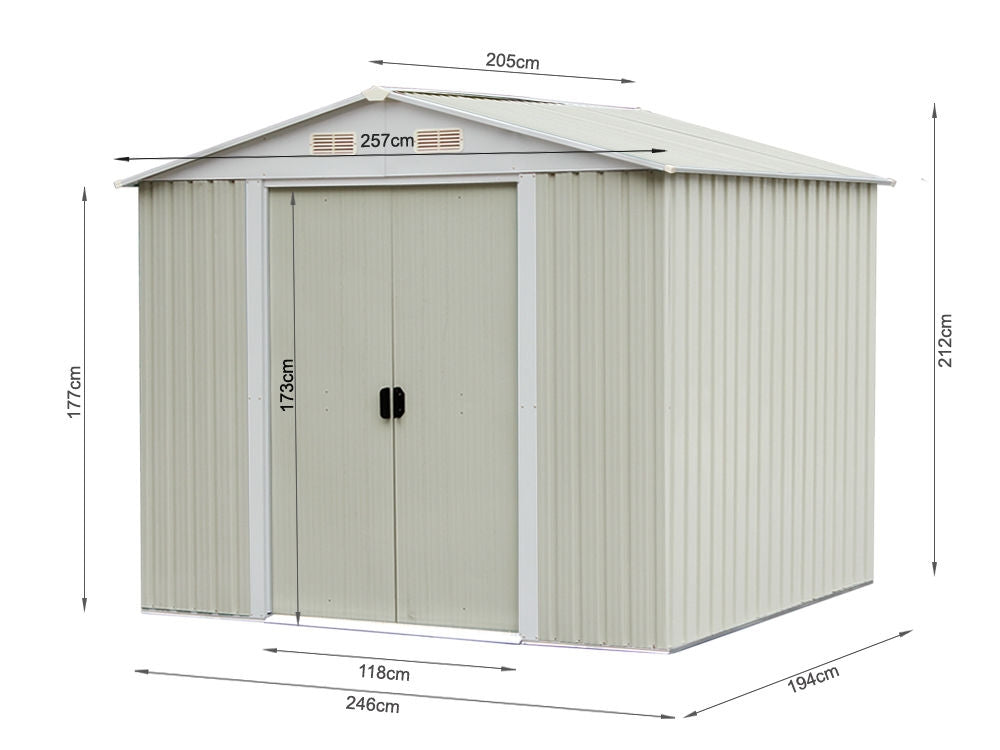 Garden Shed 2.0M x 2.6M x 2.1M Beige