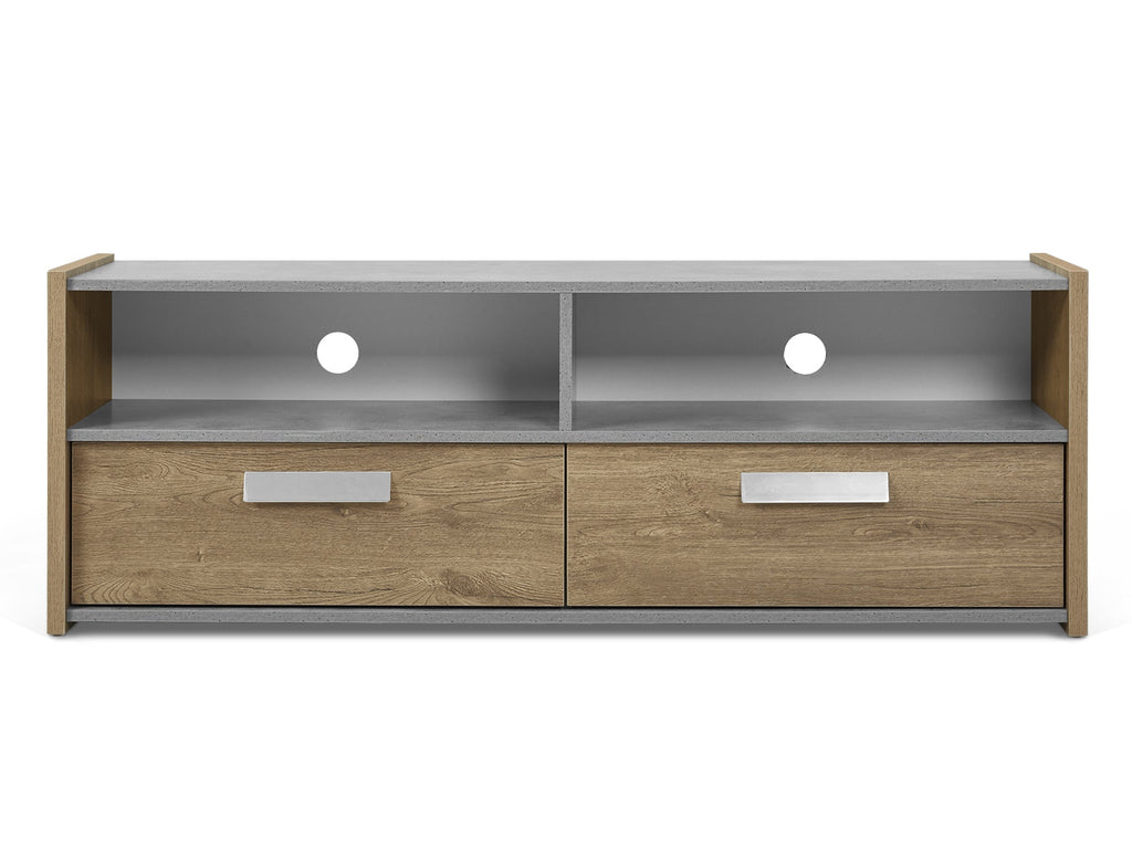 TOMMIE 1.4M Entertainment Unit - Cement + Oak