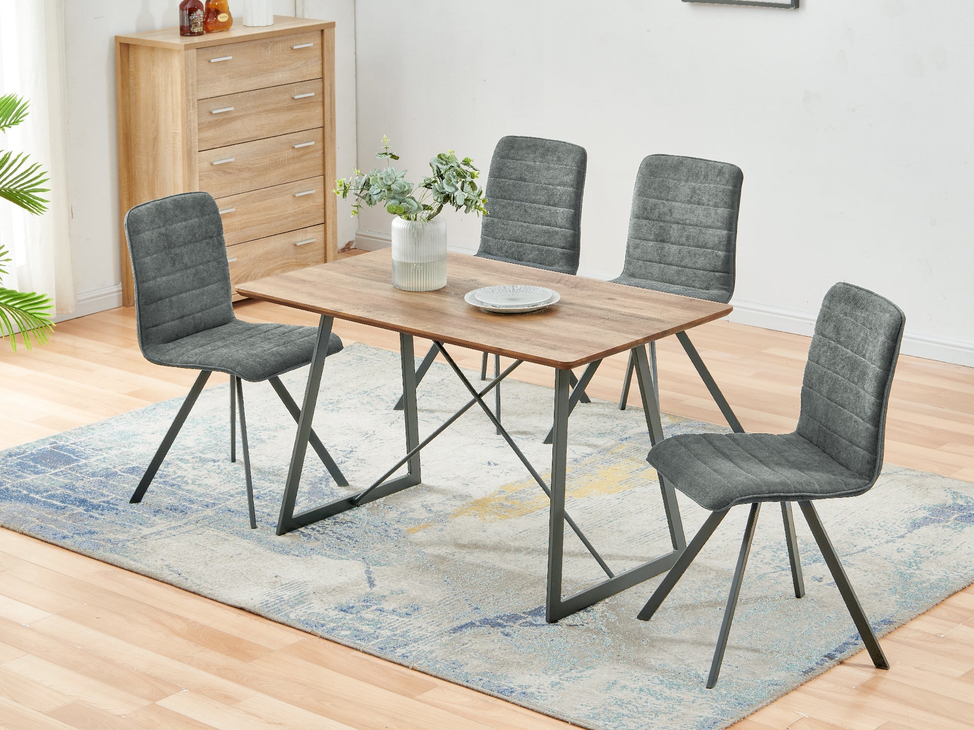 NOELLE 4PCS Upholstered Dining Chair - LIGHT GREY