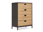 MORRIS Wooden Tallboy 4 Drawers - Oak