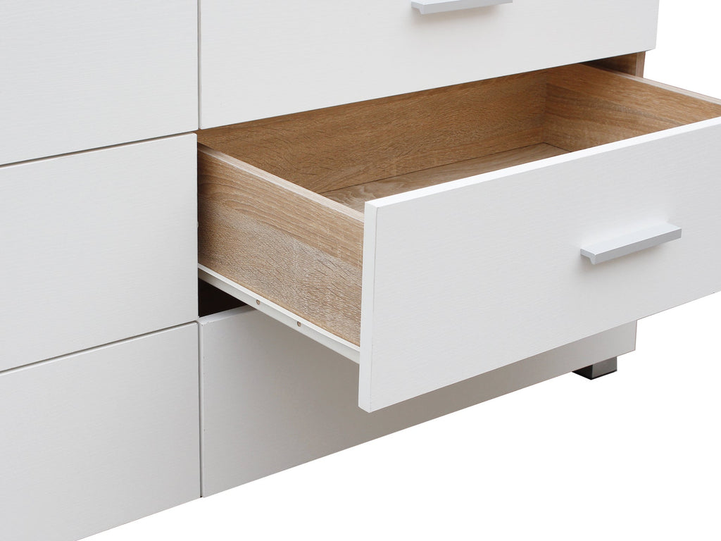 Bram Low Boy 6 Drawer Chest Dresser - Oak + White