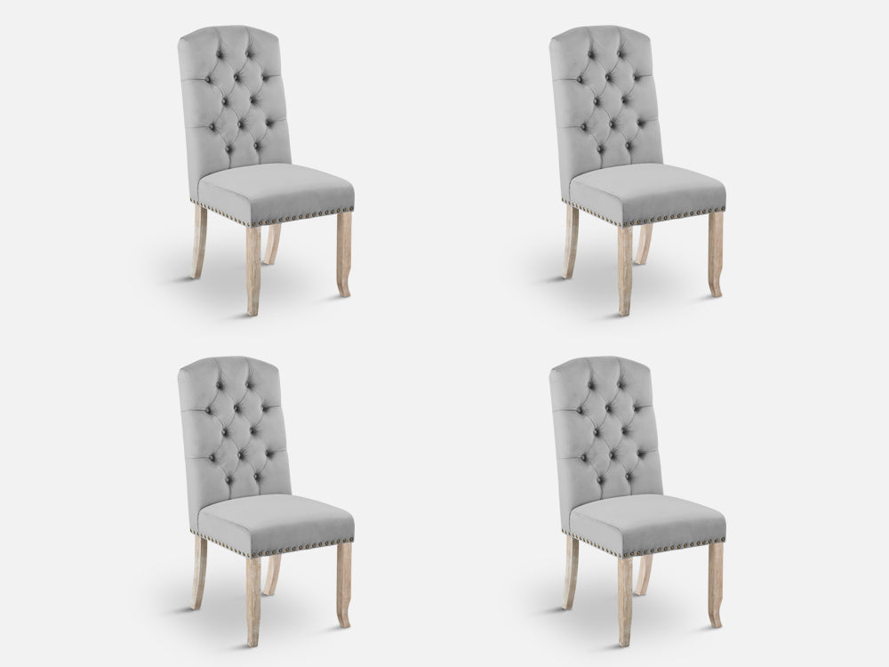 LAYLA 4PCS Velvet Dining Chair - GREY