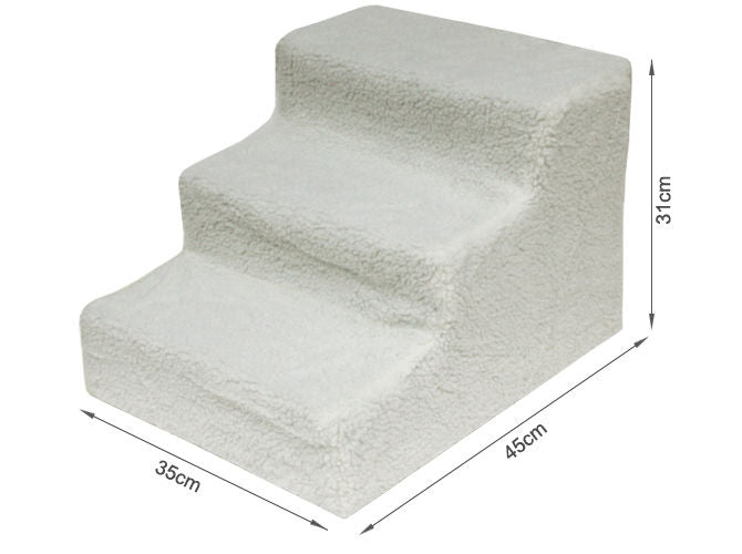 Pet Stairs Soft Plush Steps Ladder - CREAM