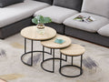 ROUX Coffee Table Nest of Tables Side Table 3PCS - Oak