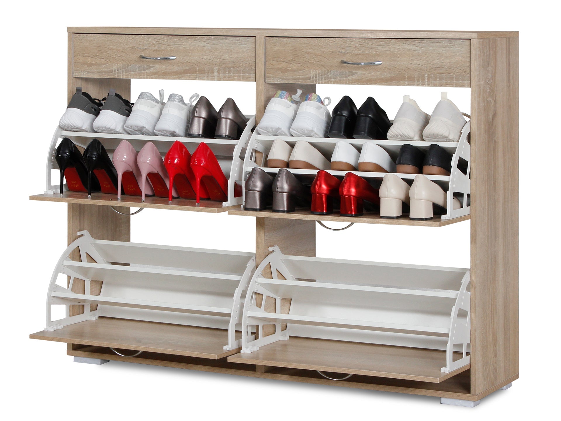 Rotoroa 6 Drawer Shoe Cabinet Storage Rack - Oak