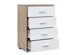 Bram Tallboy 4 Drawer Chest Dresser - Oak + White