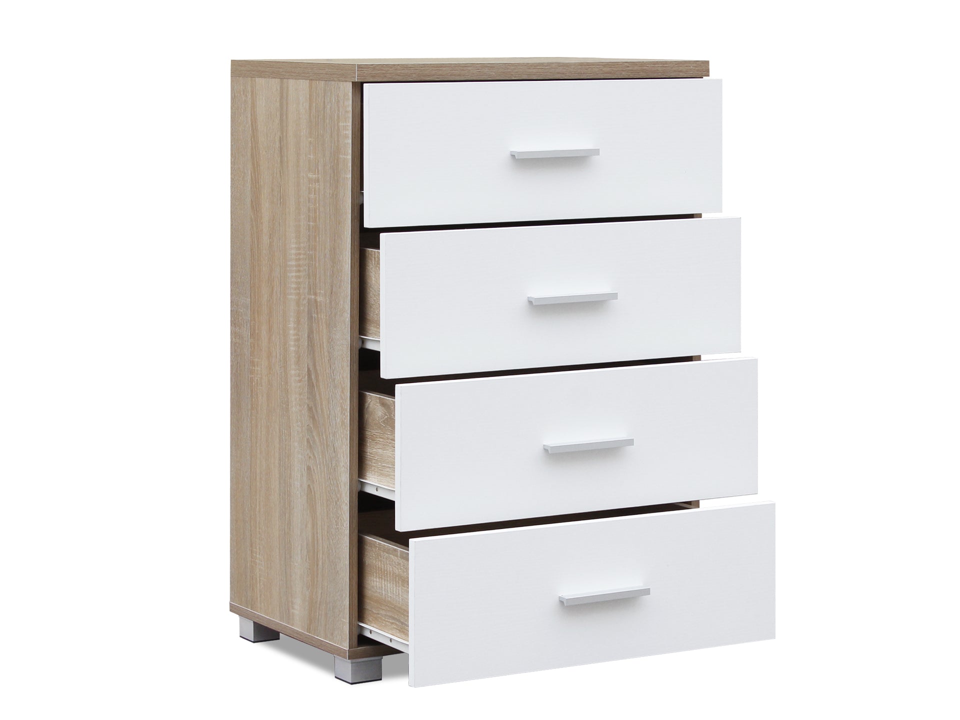 Bram Tallboy 4 Drawer Chest Dresser - Oak + White