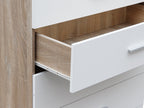 Bram Tallboy 5 Drawer Chest Dresser - Oak + White