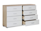 Bram Low Boy 8 Drawer Chest Dresser - Oak + White