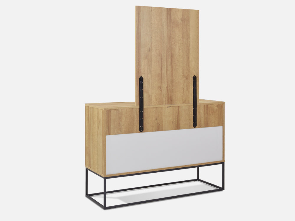 XOAN 4 Drawers Chest Dresser with Mirror - Oak