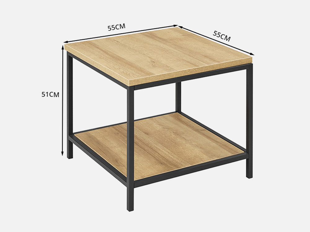 KADEN Square Coffee Table Side Table - Oak