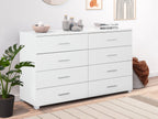 Bram Low Boy 8 Drawer Chest Dresser - White