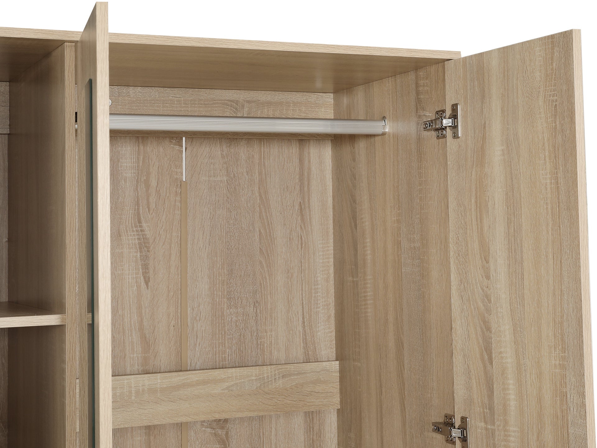 Bram 3 Door Wardrobe Cabinet with Mirror - Oak